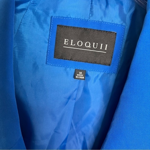 Eloquii Blazer Jacket Women Size 18 Blue Mid Length Button Front Coat C2 - Picture 9 of 9